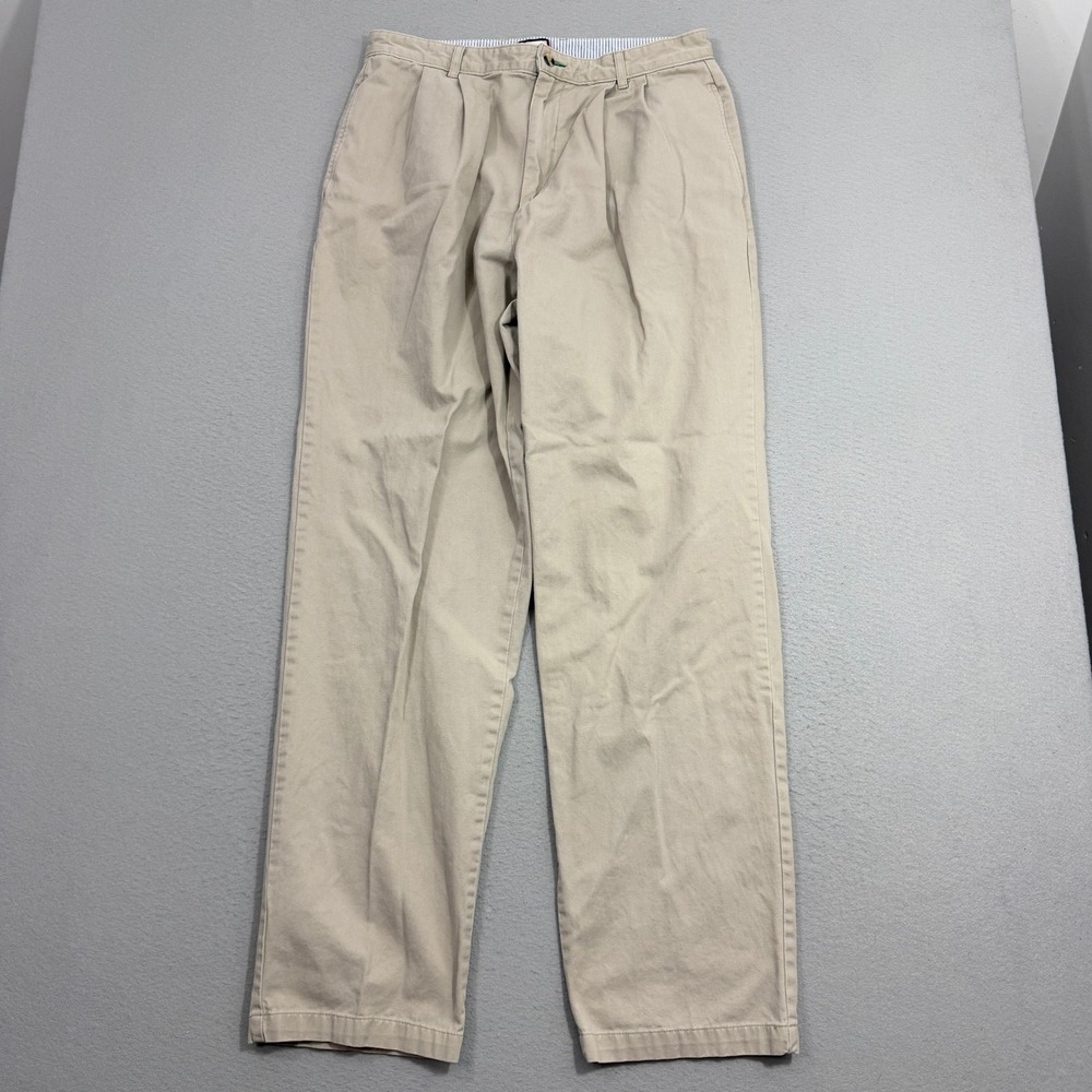 Vintage Tommy Hilfiger Pants Men's 35x35 Beige Chino Pleated Cotton Preppy 90s